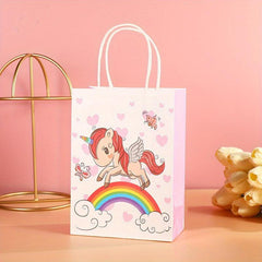 10 Unicorn Party Gift Bags Kids Birthday Party Paper Bag Handbag For Party