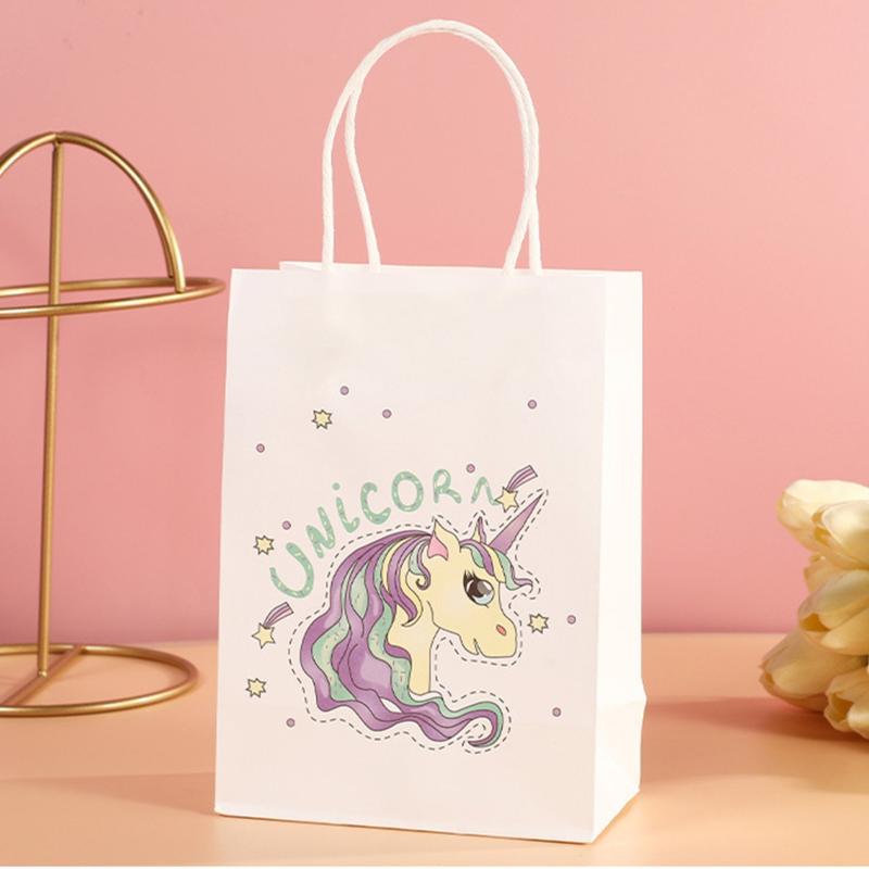 10 Unicorn Party Gift Bags Kids Birthday Party Paper Bag Handbag For Party