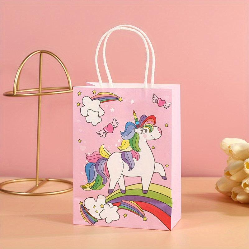 10 Unicorn Party Gift Bags Kids Birthday Party Paper Bag Handbag For Party