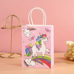 10 Unicorn Party Gift Bags Kids Birthday Party Paper Bag Handbag For Party