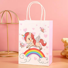 10 Unicorn Party Gift Bags Kids Birthday Party Paper Bag Handbag For Party