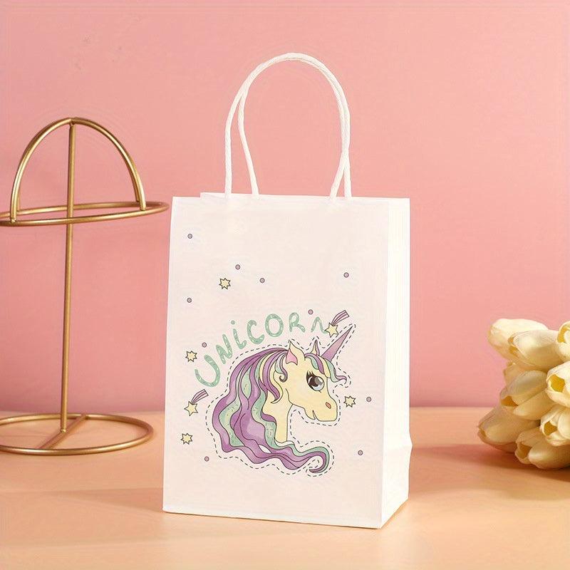 10 Unicorn Party Gift Bags Kids Birthday Party Paper Bag Handbag For Party