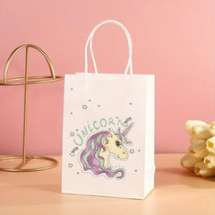 10 Unicorn Party Gift Bags Kids Birthday Party Paper Bag Handbag For Party