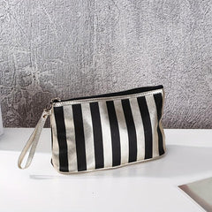 Striped Portable Cosmetics Bag Travel Toiletry Storage Small Clutch Bag