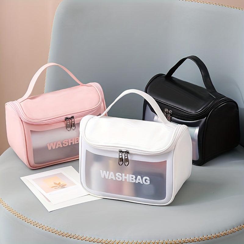 Translucent Red Mesh Cosmetic Bag Large Capacity Portable Storage Bag