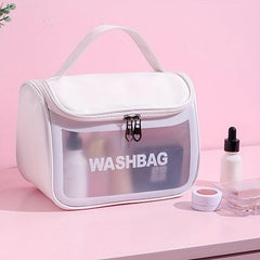 Translucent Red Mesh Cosmetic Bag Large Capacity Portable Storage Bag