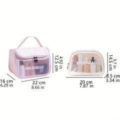 Translucent Red Mesh Cosmetic Bag Large Capacity Portable Storage Bag