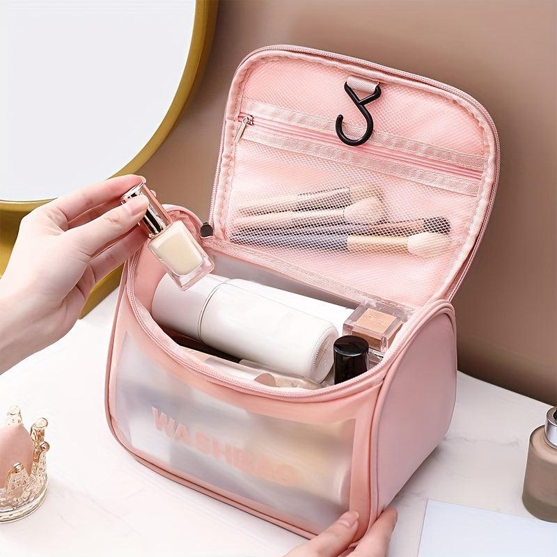 Translucent Red Mesh Cosmetic Bag Large Capacity Portable Storage Bag