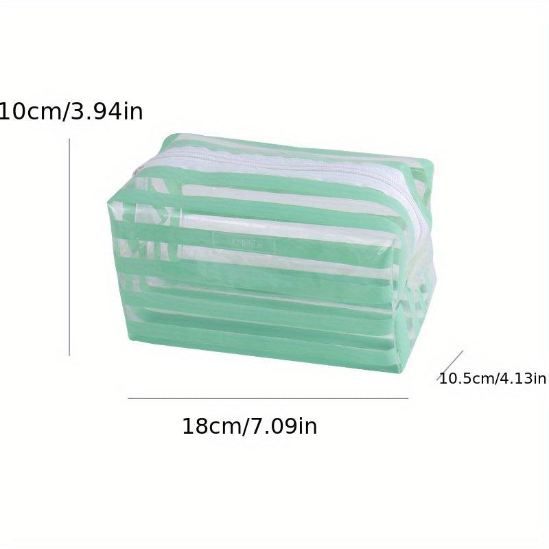 Striped Cosmetics Bag Zipper Toiletry Bag Travel