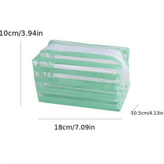 Striped Cosmetics Bag Zipper Toiletry Bag Travel