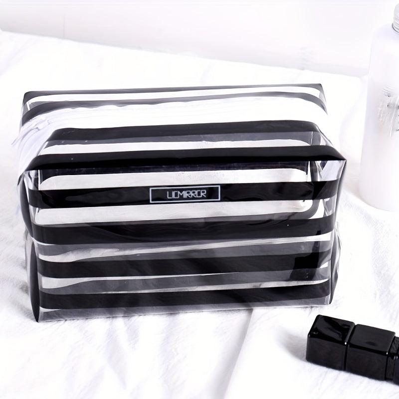 Striped Cosmetics Bag Zipper Toiletry Bag Travel