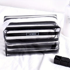 Striped Cosmetics Bag Zipper Toiletry Bag Travel