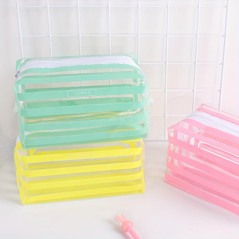 Striped Cosmetics Bag Zipper Toiletry Bag Travel