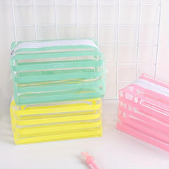 Striped Cosmetics Bag Zipper Toiletry Bag Travel