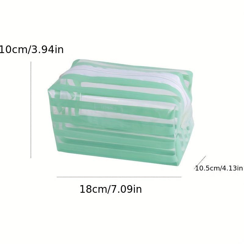 Striped Cosmetics Bag Zipper Toiletry Bag Travel