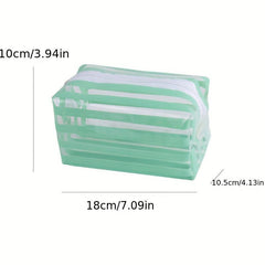 Striped Cosmetics Bag Zipper Toiletry Bag Travel