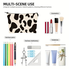 Cow Grain Cosmetic Bag Travel Makeup Bag Water Resistant Toiletry Bag