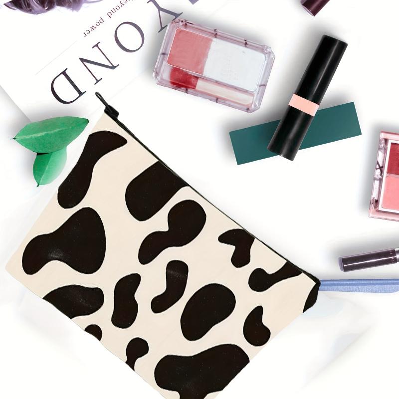 Cow Grain Cosmetic Bag Travel Makeup Bag Water Resistant Toiletry Bag