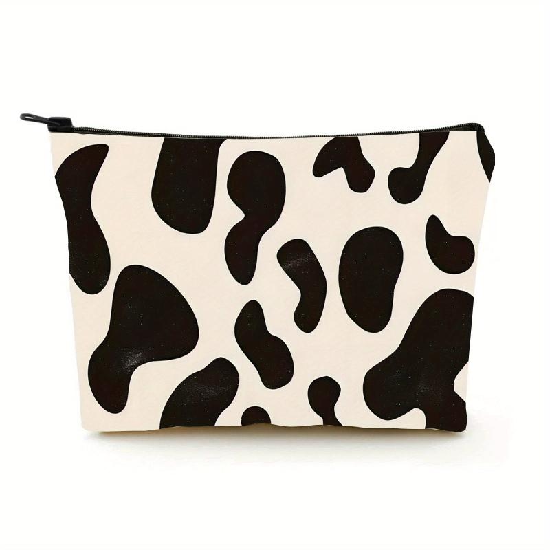 Cow Grain Cosmetic Bag Travel Makeup Bag Water Resistant Toiletry Bag