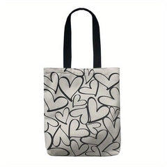 Canvas Shoulder Bag Heart Pattern Large Capacity Handbag