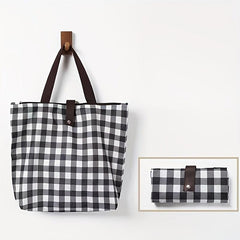 Large Capacity Plaid Toiletry Bag Waterproof Oxford Cloth Zipper Tote Bag
