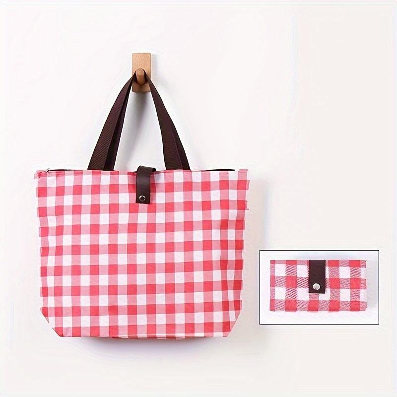 Large Capacity Plaid Toiletry Bag Waterproof Oxford Cloth Zipper Tote Bag