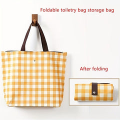 Large Capacity Plaid Toiletry Bag Waterproof Oxford Cloth Zipper Tote Bag