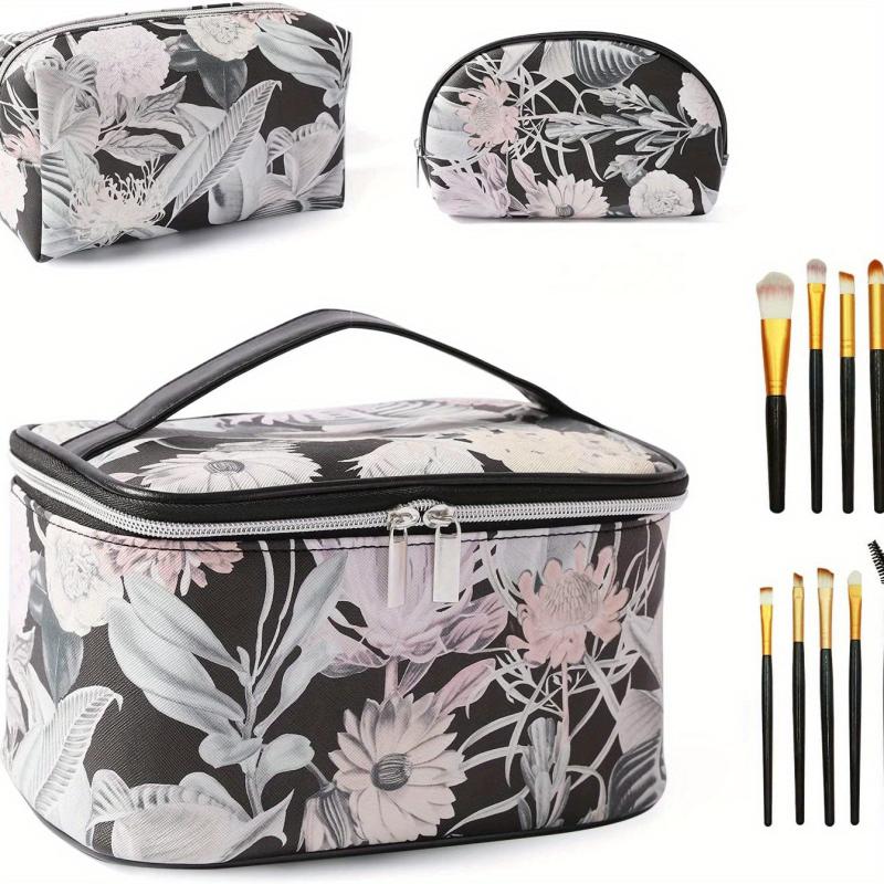 Portable Marble Floral Travel Cosmetic Bag Waterproof Multifunctional Storage