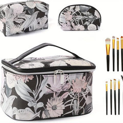 Portable Marble Floral Travel Cosmetic Bag Waterproof Multifunctional Storage