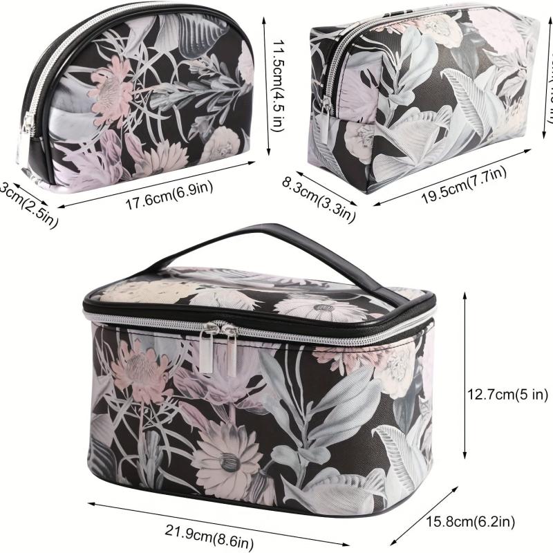 Portable Marble Floral Travel Cosmetic Bag Waterproof Multifunctional Storage