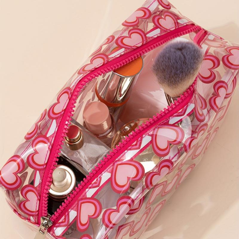 Transparent Heart Pattern Cosmetics Bag Portable Waterproof Toiletry Bag