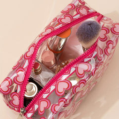 Transparent Heart Pattern Cosmetics Bag Portable Waterproof Toiletry Bag