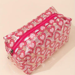 Transparent Heart Pattern Cosmetics Bag Portable Waterproof Toiletry Bag