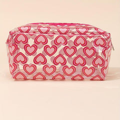 Transparent Heart Pattern Cosmetics Bag Portable Waterproof Toiletry Bag