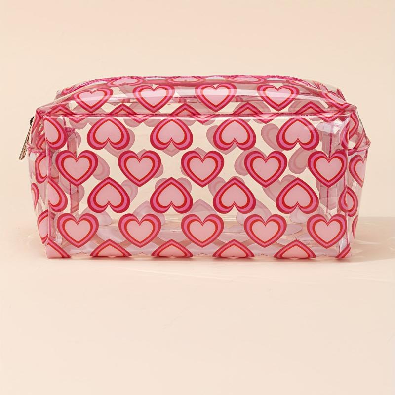Transparent Heart Pattern Cosmetics Bag Portable Waterproof Toiletry Bag