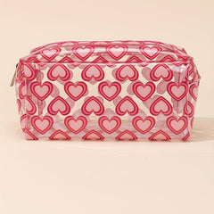 Transparent Heart Pattern Cosmetics Bag Portable Waterproof Toiletry Bag