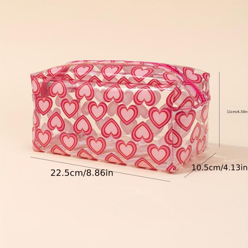 Transparent Heart Pattern Cosmetics Bag Portable Waterproof Toiletry Bag