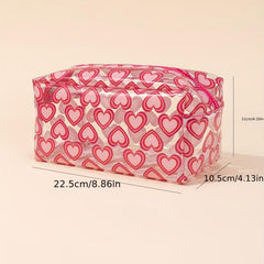 Transparent Heart Pattern Cosmetics Bag Portable Waterproof Toiletry Bag