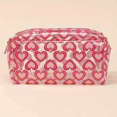 Transparent Heart Pattern Cosmetics Bag Portable Waterproof Toiletry Bag