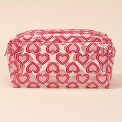 Transparent Heart Pattern Cosmetics Bag Portable Waterproof Toiletry Bag