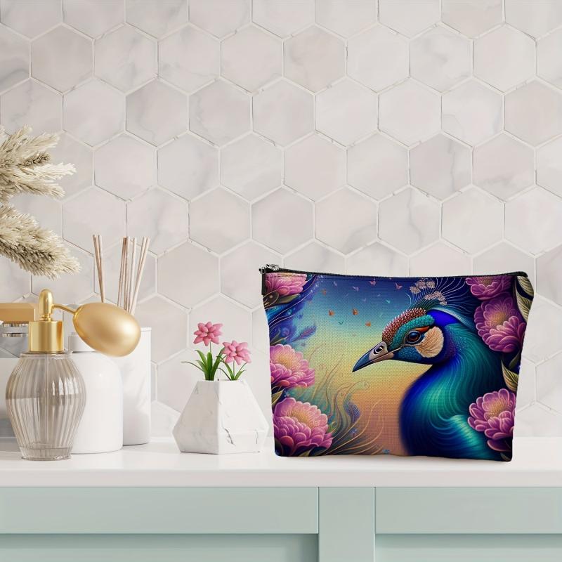 Peacock Printed Cosmetic Bags for Women Makeup Bag Girls Wash Bag Toiletry Bag