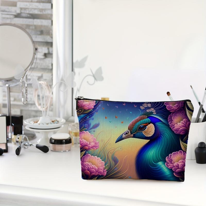 Peacock Printed Cosmetic Bags for Women Makeup Bag Girls Wash Bag Toiletry Bag