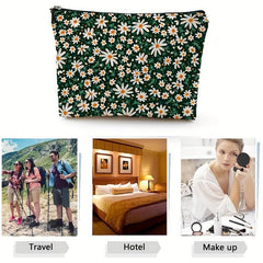 Daisy Pattern Cosmetic Bag for Women Make-Up Skin Care Storage Travel Toiletry