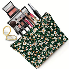 Daisy Pattern Cosmetic Bag for Women Make-Up Skin Care Storage Travel Toiletry