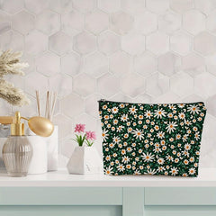 Daisy Pattern Cosmetic Bag for Women Make-Up Skin Care Storage Travel Toiletry
