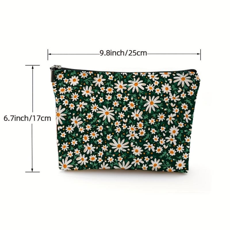 Daisy Pattern Cosmetic Bag for Women Make-Up Skin Care Storage Travel Toiletry