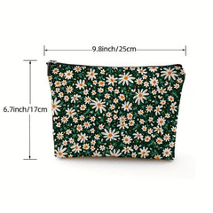 Daisy Pattern Cosmetic Bag for Women Make-Up Skin Care Storage Travel Toiletry