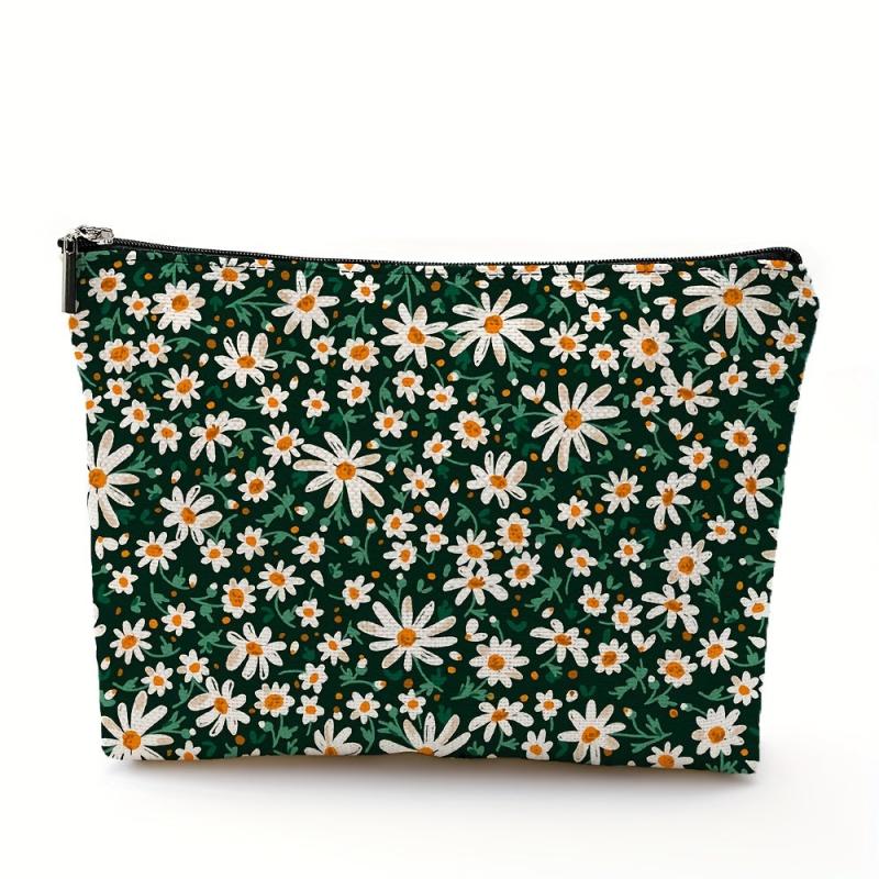 Daisy Pattern Cosmetic Bag for Women Make-Up Skin Care Storage Travel Toiletry