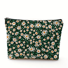 Daisy Pattern Cosmetic Bag for Women Make-Up Skin Care Storage Travel Toiletry