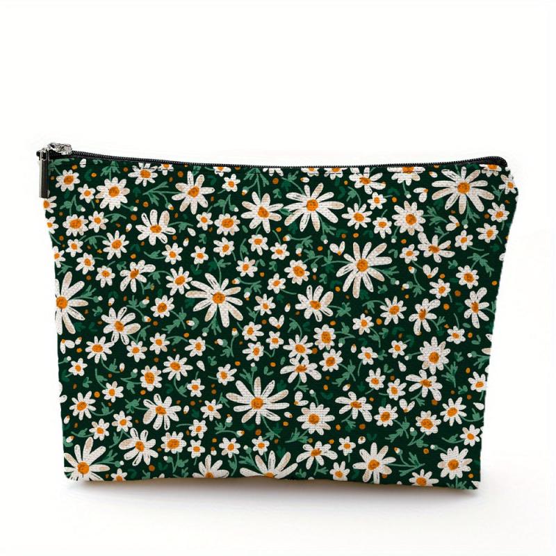 Daisy Pattern Cosmetic Bag for Women Make-Up Skin Care Storage Travel Toiletry